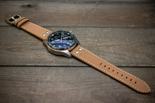 Cordura Canvas waterproof watch strap, Quick-release spring bars are installed, lined with Lorica eco-leather by FinWacthStraps® - finwatchstraps