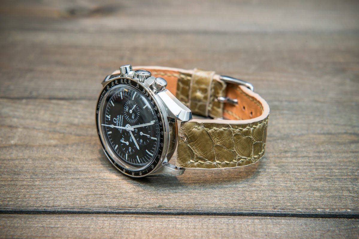 【 開梱 設置?無料 】 watch leather Python Genuine strap Italian color, olive in その他