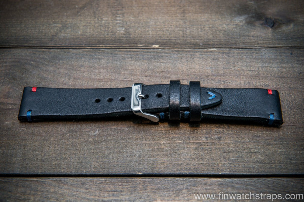 Black and Red Watch Straps - Handmade Leather Watch Strap