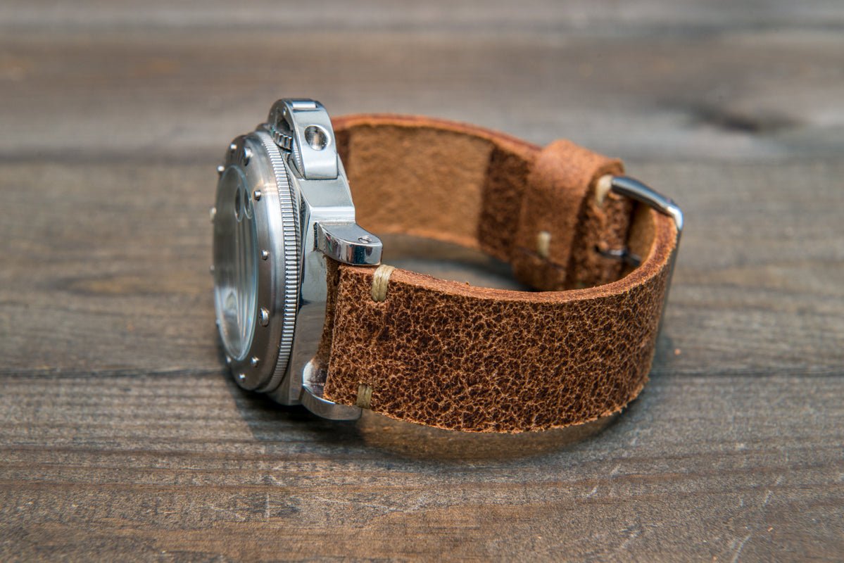 24 mm Handmade orders Strap Pam PULL-UP Handmade Vintage Leather Watch Strap