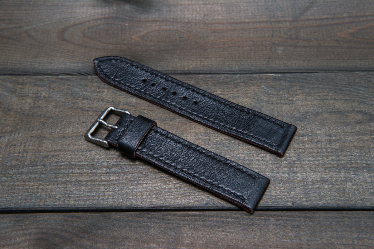 26mm/24mm/22mm/20mm/18mm/16mm Black Genuine leather on sale watch strap band, leather wrist watch band, handmade watch strap bracelet