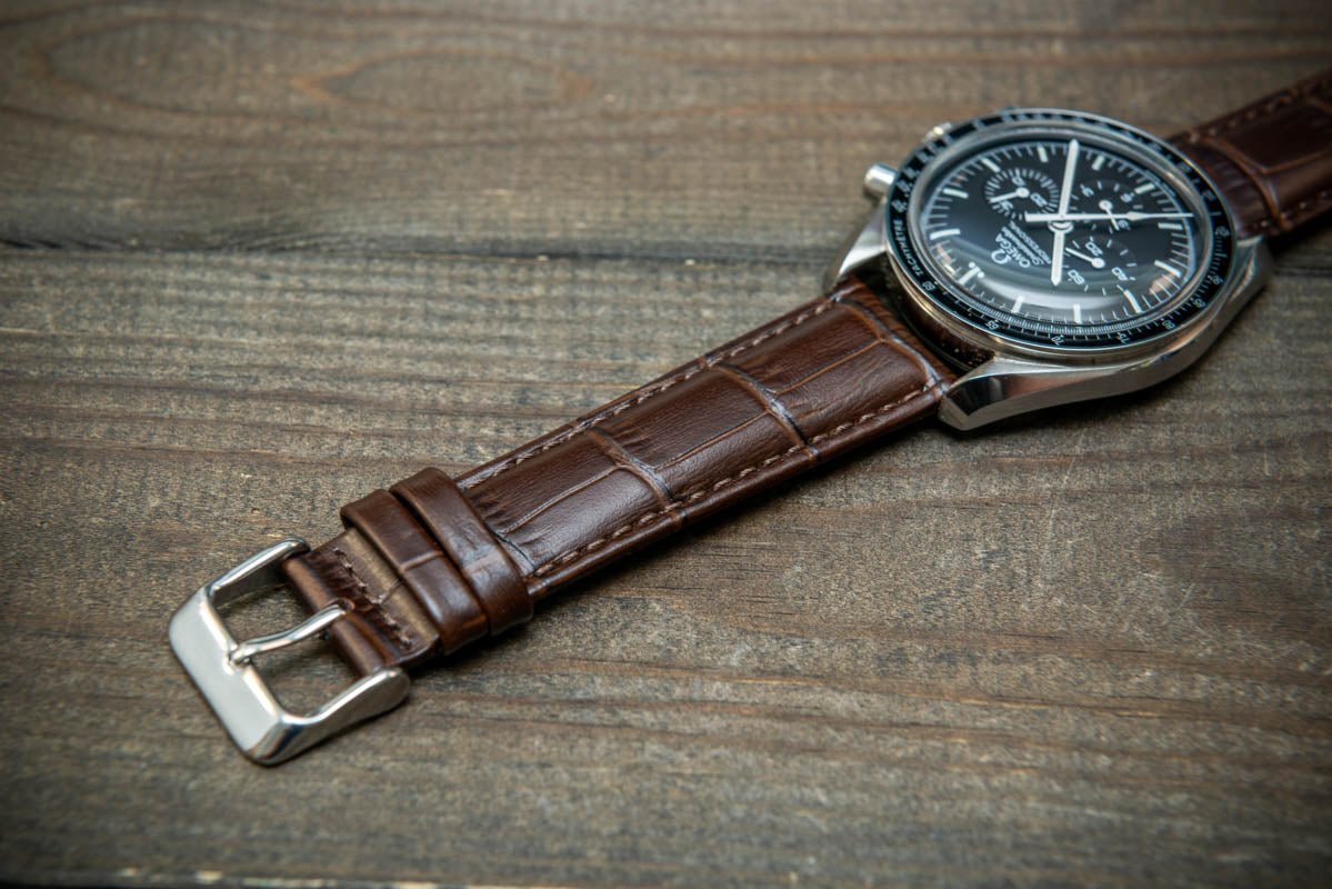 Handmade Box Calf Dark Brown Leather Watch Strap Slim Style, Dark Brown Box Calf Watch Strap 18mm 19mm 20mm discount 21mm 22mm