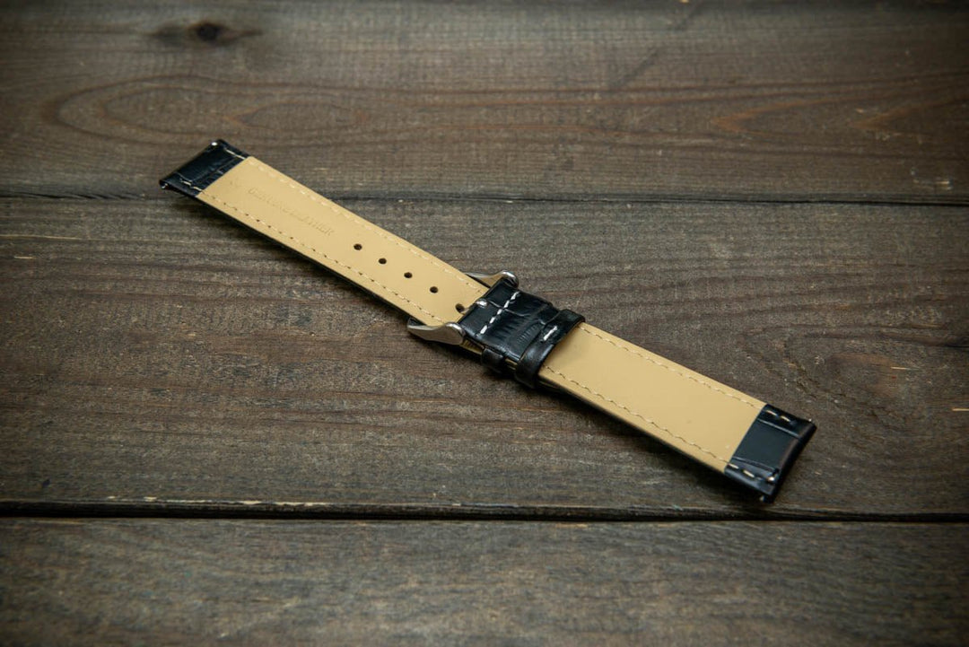 Leather watch strap, band made of calf leather with croc grain pattern 18, 19, 20, 21, 22 mm, Quick Release. - finwatchstraps