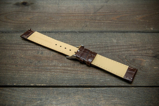 Leather watch strap, band made of calf leather with croc grain pattern 18, 19, 20, 21, 22 mm, Quick Release. - finwatchstraps