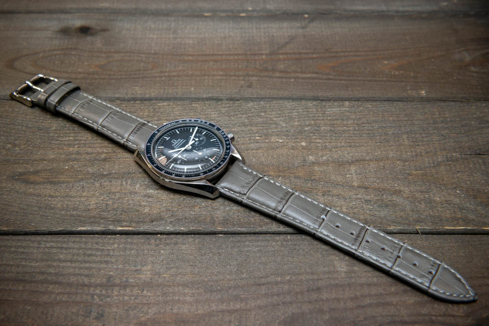 Indigo blue crocodile watch strap - luxury leather goods