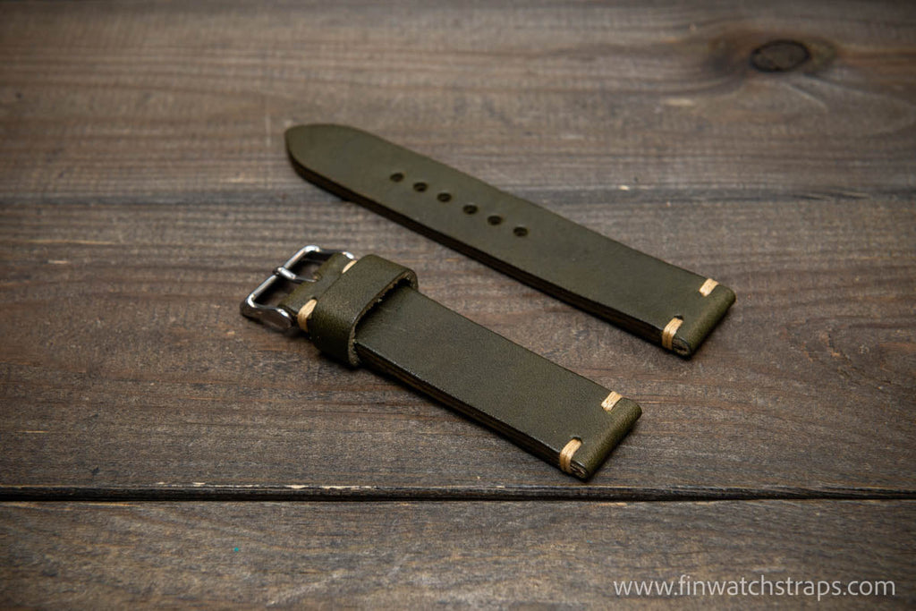 Vachetta leather watch strap. Natural color. Handmade in Finland.