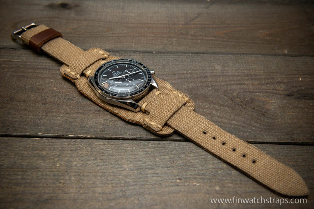 Military Bund Style Watch Strap: Vintage Canvas, handmade in Finland, Limited edition, watch lugs 10-26 mm. - finwatchstraps