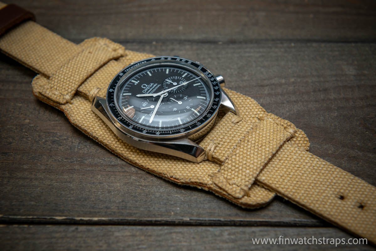 Military Bund Style Watch Strap Vintage Canvas handmade in Finland Limited edition watch lugs 10 26 mm
