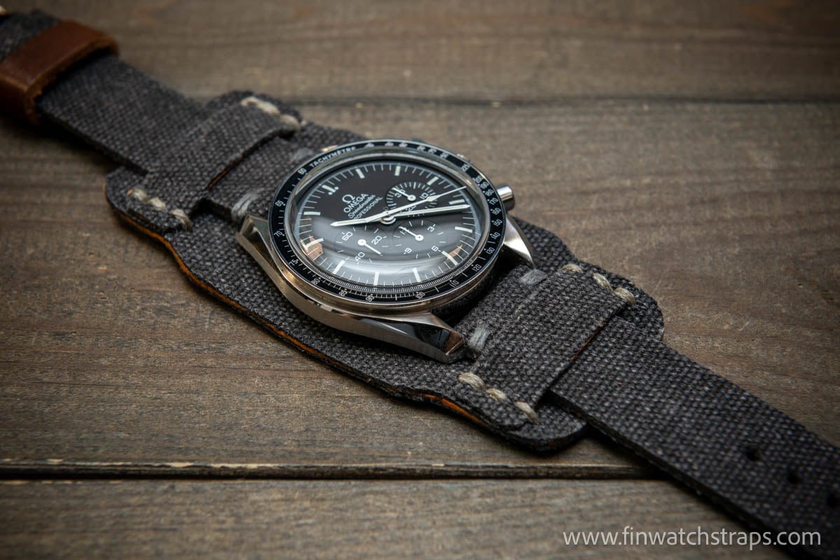 Military Bund Style Watch Strap: Vintage Canvas, handmade in Finland, Limited edition, watch lugs 10-26 mm. - finwatchstraps