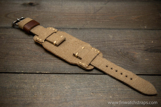 Military Bund Style Watch Strap: Vintage Canvas, handmade in Finland, Limited edition, watch lugs 10-26 mm. - finwatchstraps