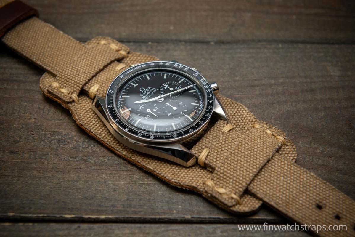 Military Bund Style Watch Strap: Vintage Canvas, handmade in Finland, Limited edition, watch lugs 10-26 mm. - finwatchstraps