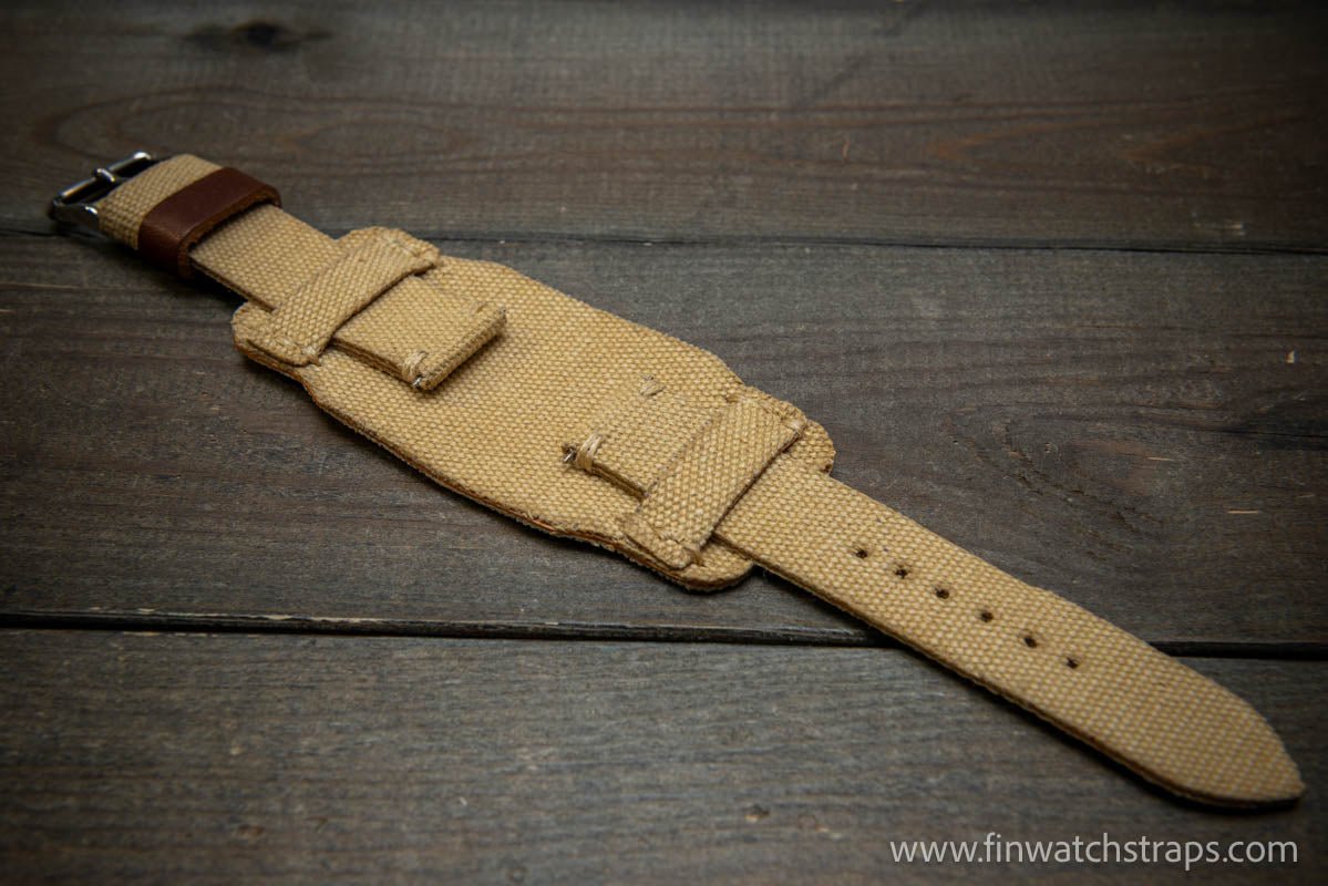 Military Bund Style Watch Strap Vintage Canvas handmade in Finland Limited edition watch lugs 10 26 mm