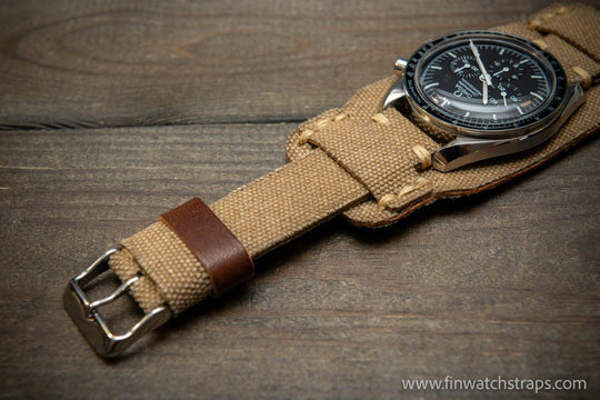 Military Bund Style Watch Strap: Vintage Canvas, handmade in Finland, Limited edition, watch lugs 10-26 mm. - finwatchstraps