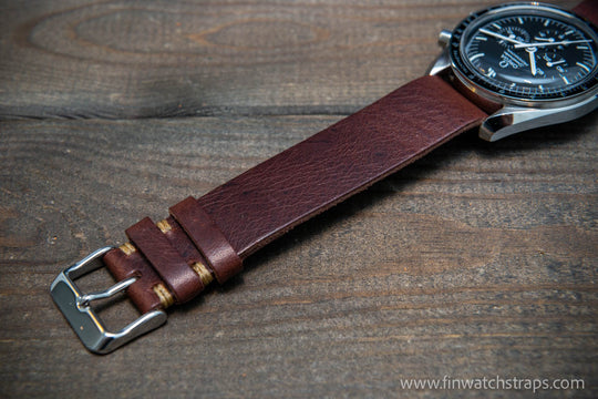 One-piece military watch band for vintage watch, Horween Derby Nut ...