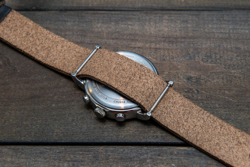 Onepiece watch band for vintage watch, Horween leather, Black Chromexcel