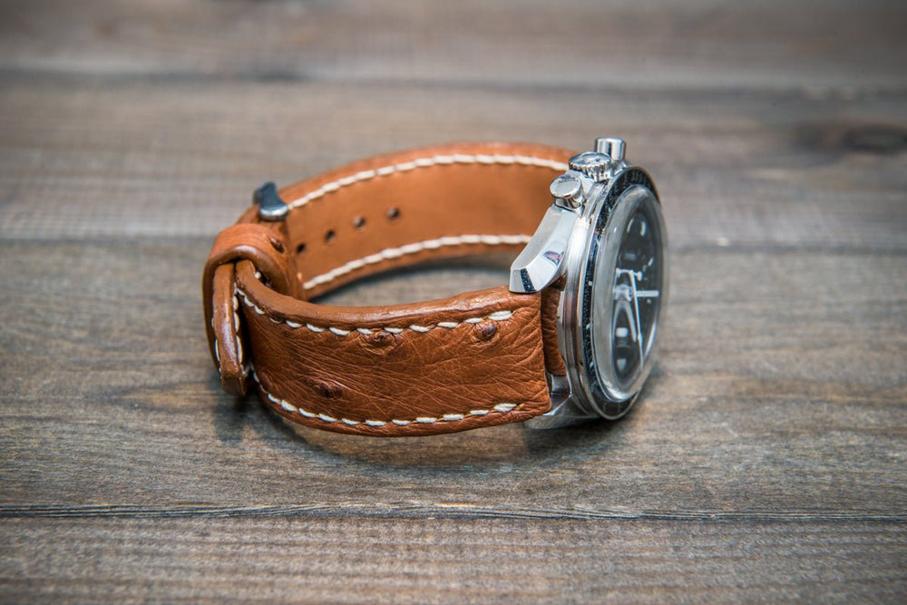 Cognac Brown Ostrich Leather NATO Watch Strap - Bas and Lokes - Correas de  cuero de relojes
