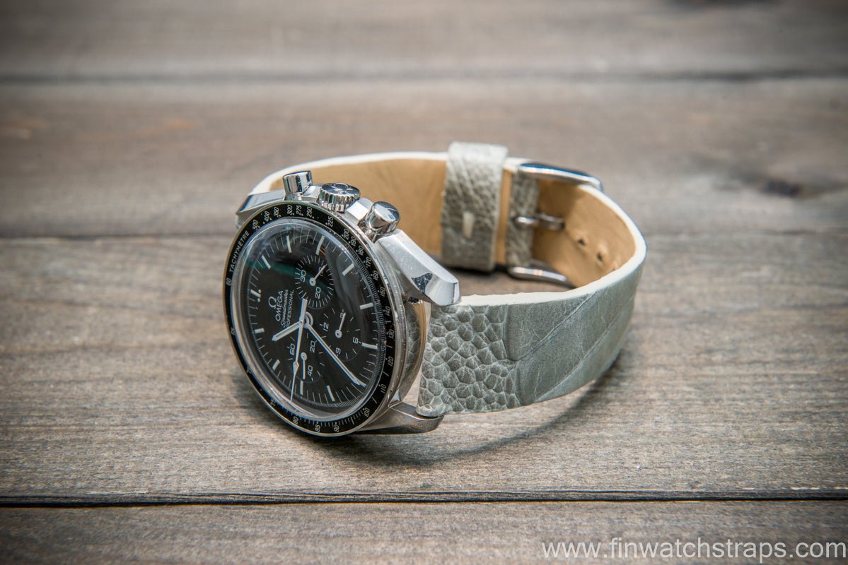Ostrich legs leather watch strap, Glazed Stone color