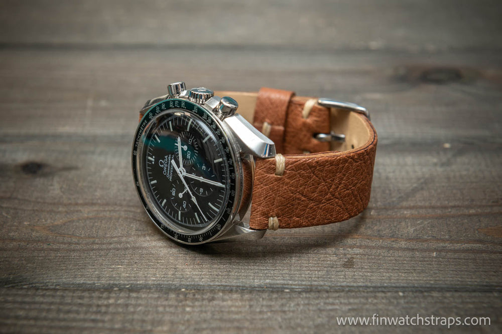 Simple Handmade Ostrich Leather Watch Strap Tagged 