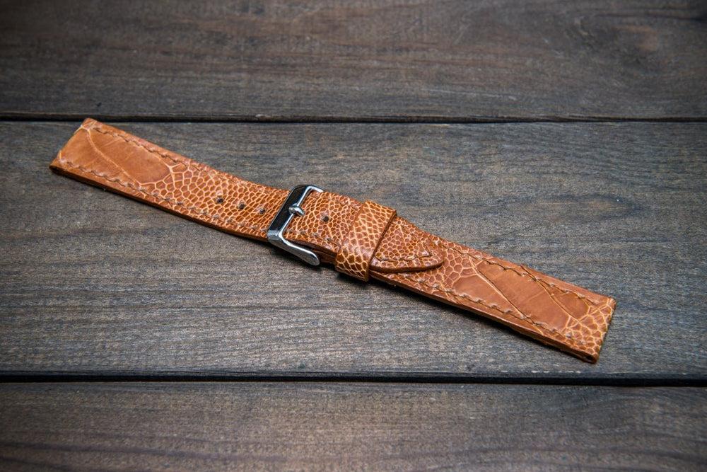 Ostrich legs leather watch straps/ Light Cognac/ handmade to order in  Finland