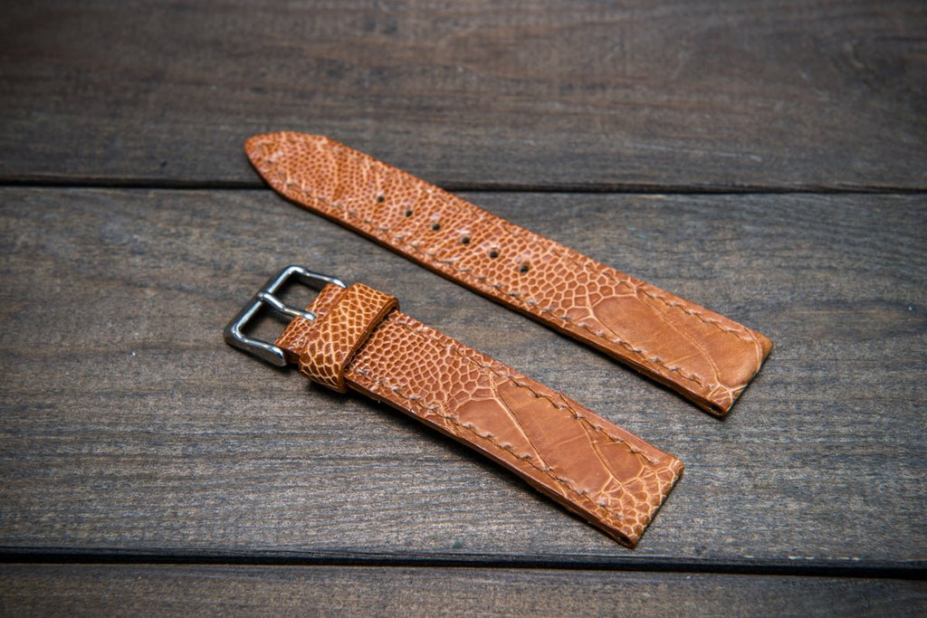 Racing Tan Ostrich Leg skin watch strap