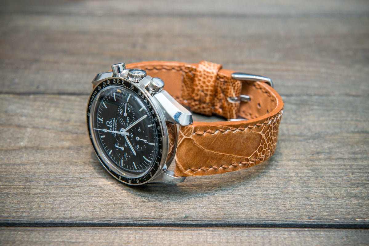 Ostrich legs leather watch straps/ Light Cognac/ handmade to order in Finland
