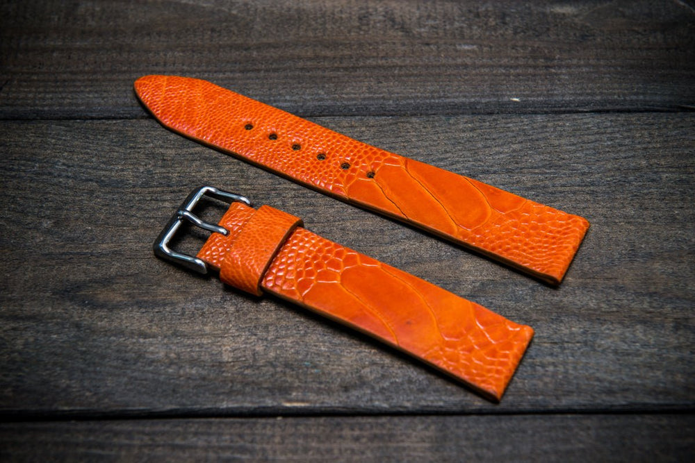 Orange Ostrich Leather Watch Band 18mm 20mm 22mm Handmade -  Denmark