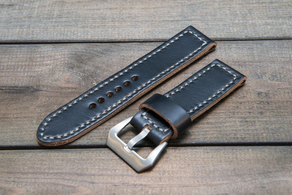 Panerai Horween Navy Blue Chromexcel leather watch strap 18mm 26mm