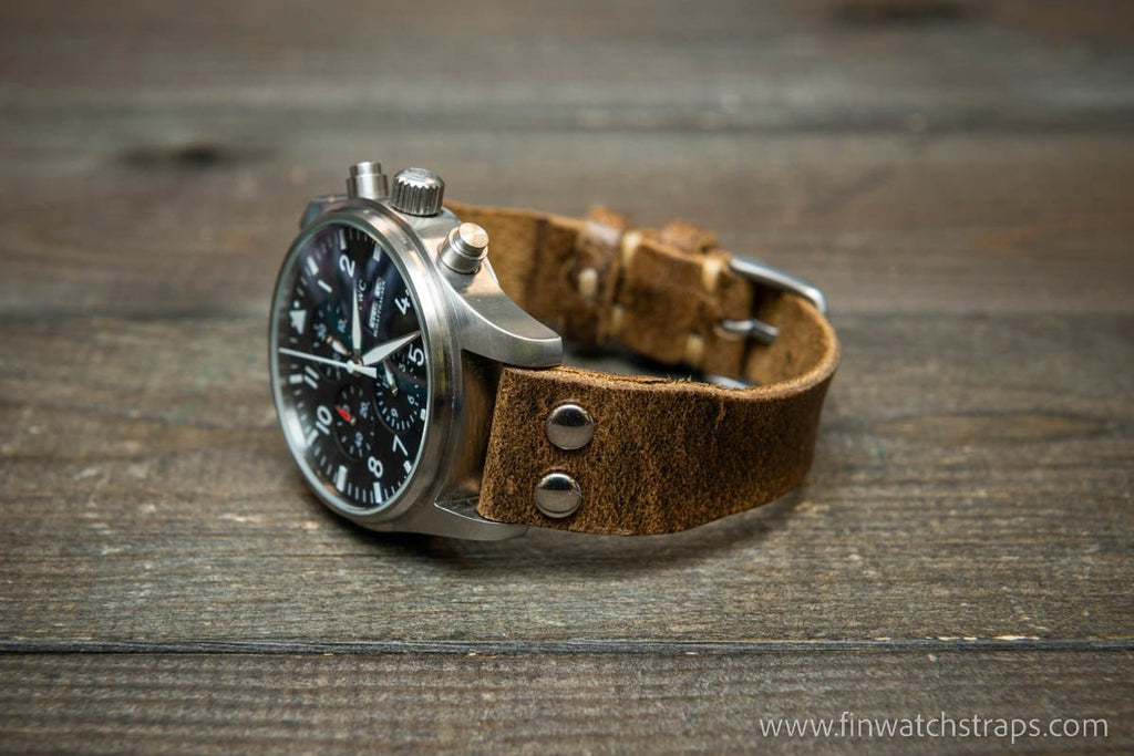 Pilot Watch Strap w Rivets Vintage style watch band width 24x20 mm 23x20 mm 22x18 mm 21x18 mm 20x16 mm 19x16 mm