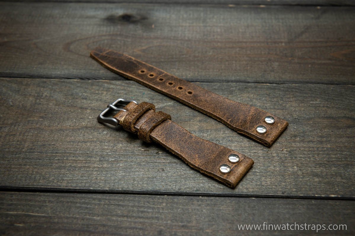 Pilot Watch Strap w/Rivets, Vintage style watch band