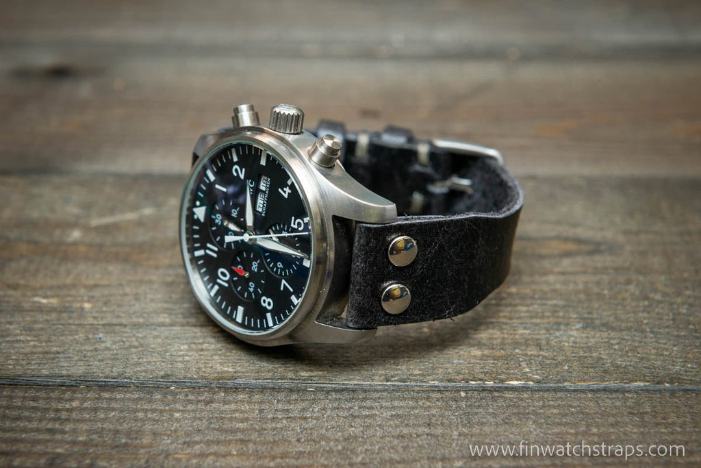 Pilot Watch Strap w Rivets Vintage style watch band width 24x20 mm 23x20 mm 22x18 mm 21x18 mm 20x16 mm 19x16 mm