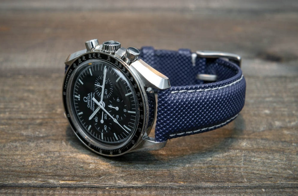 Sailcloth water-resistant watch strap 17-24 Dark Blue with