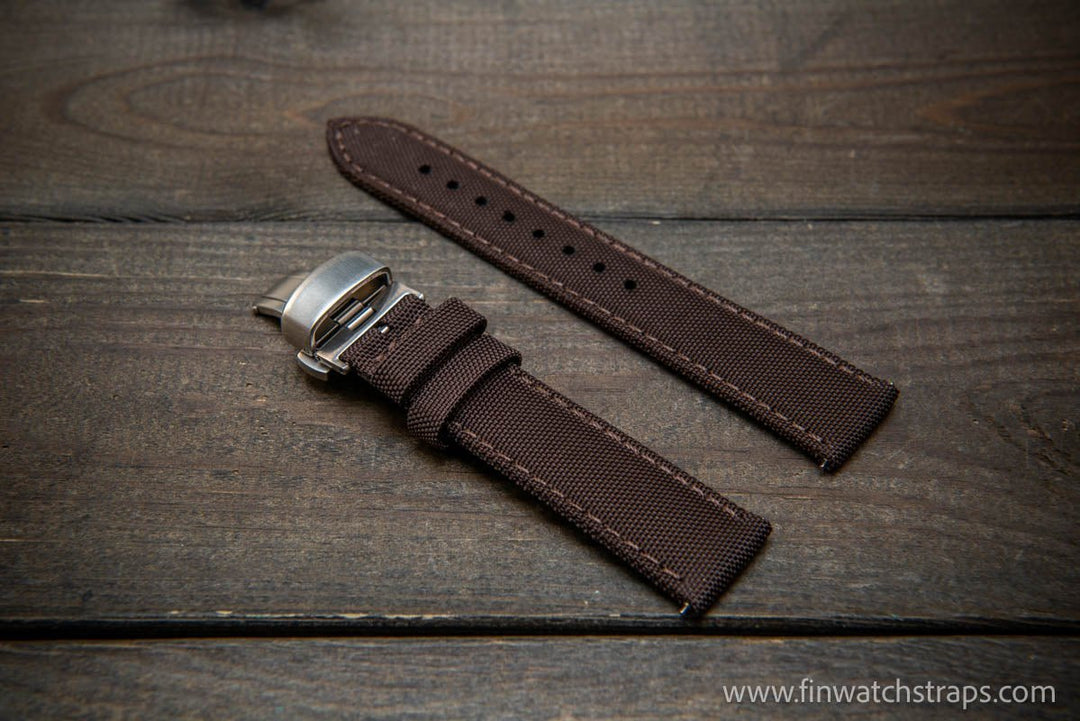 Sailcloth waterproof watch strap. Deployment clasp. - finwatchstraps