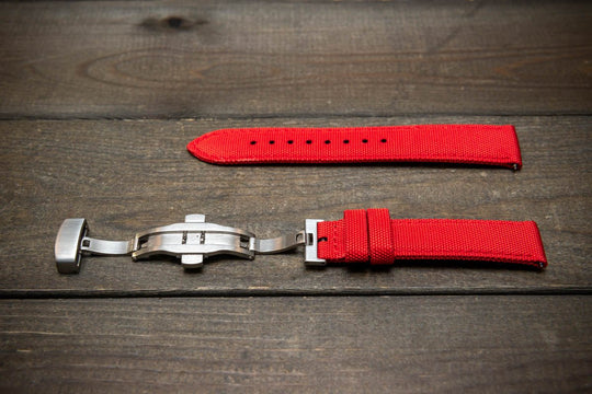 Sailcloth waterproof watch strap. Deployment clasp. - finwatchstraps