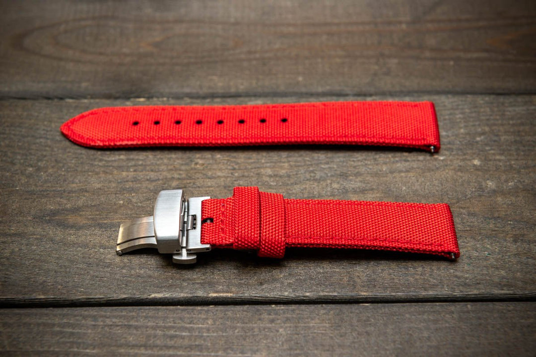 Sailcloth waterproof watch strap. Deployment clasp. - finwatchstraps