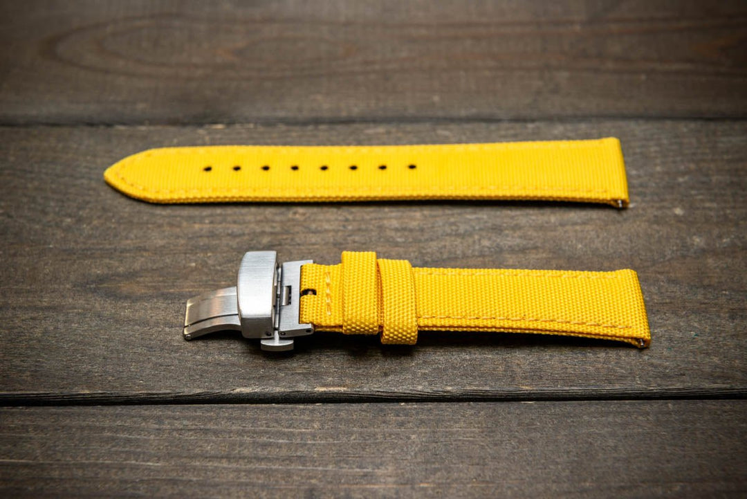 Sailcloth waterproof watch strap. Deployment clasp. - finwatchstraps