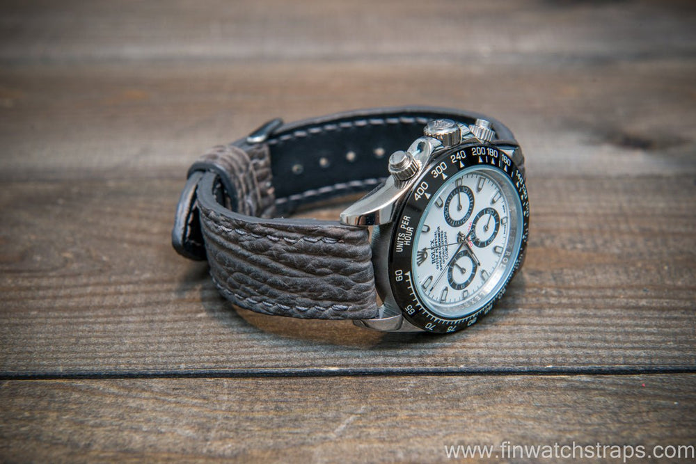 Grey leather clearance watch strap