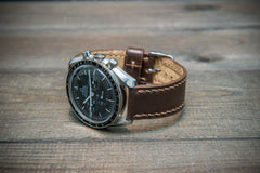 Shell Cordovan leather watch strap, Dark Brown. Handmade in Finland - 10-26  mm
