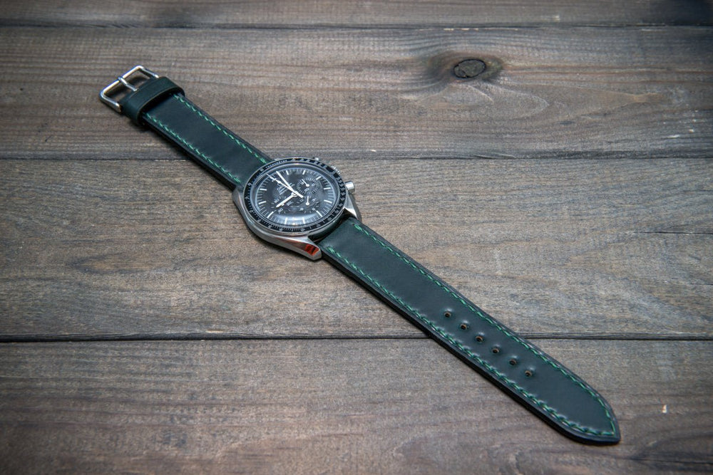 Omega leather watch strap hand stitched handmade in Finland