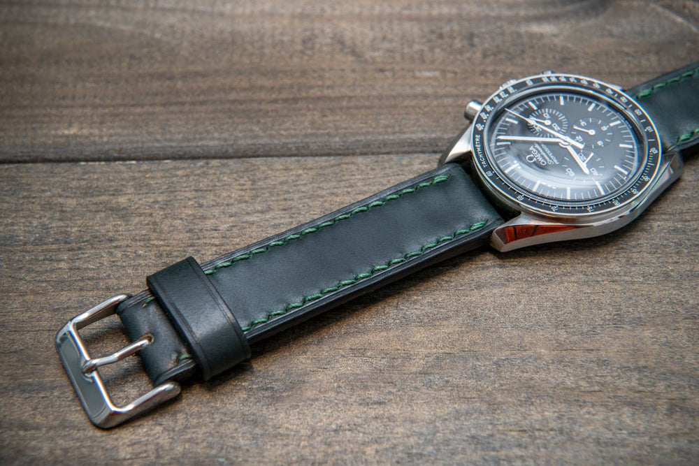 Omega leather watch strap hand stitched handmade in Finland