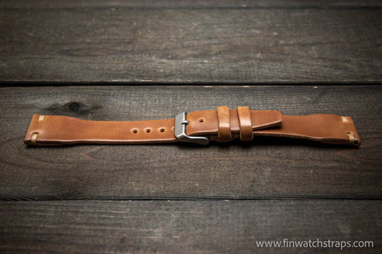 Shell Cordovan watch strap, Leather watch band, Pilot model, Handmade in Finland - finwatchstraps