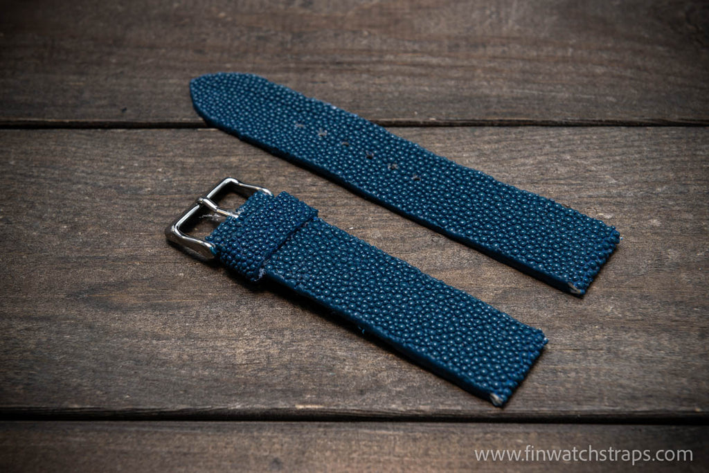 Blue Stingray Leather Watch Strap Double Pearls