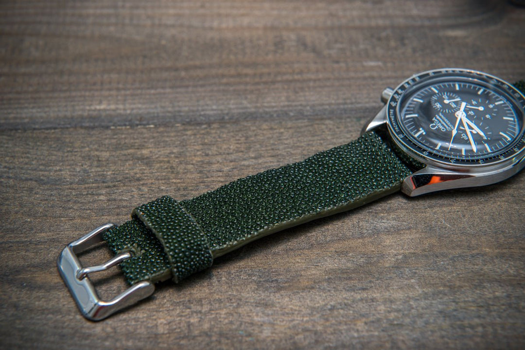 Stingray Leather Watch Strap/ Dark Green