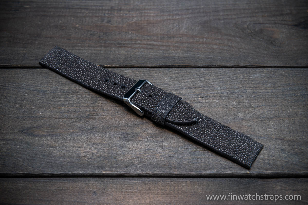 Stingray leather watch strap/ Dark Grey