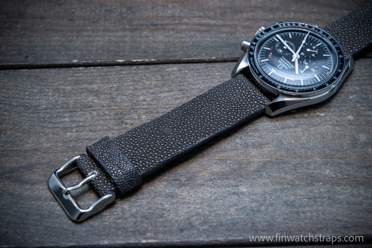 Stingray leather watch strap/ Dark Grey