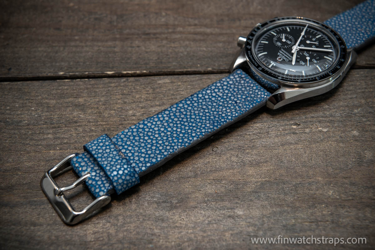 Stingray leather watch strap Light Blue