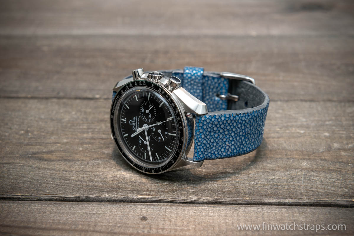 Stingray leather watch strap Light Blue