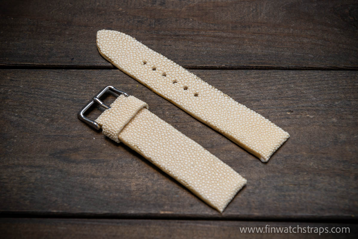 Stingray leather watch strap Pearl beige color