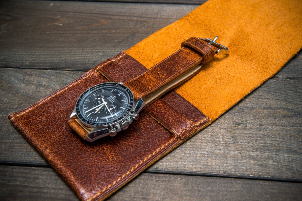 Leather watch roll / watch case made of suede leather– finwatchstraps