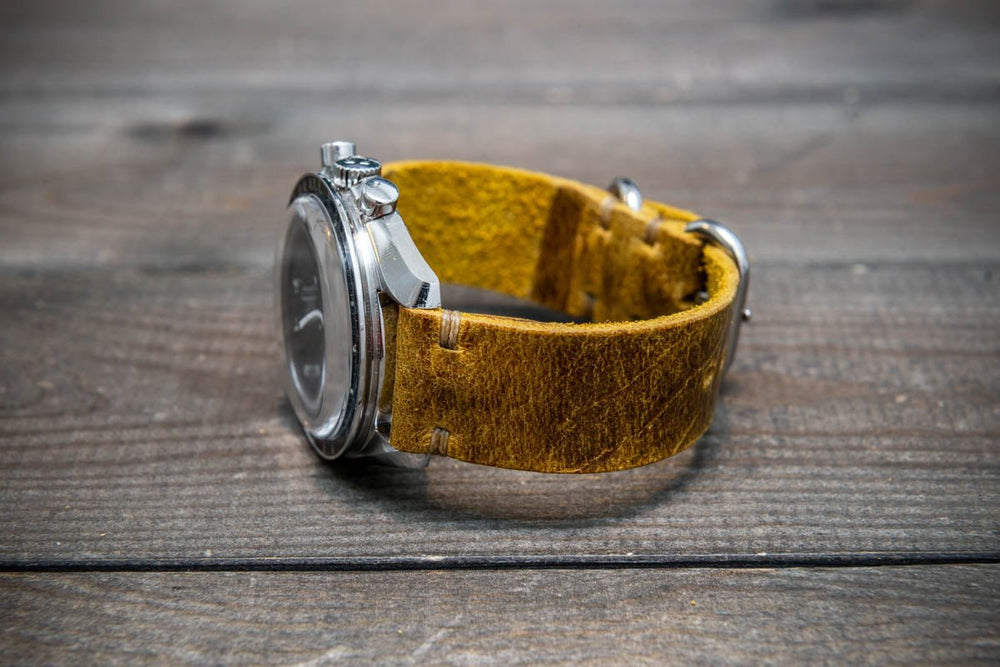Vintage suede leather watch strap Crazy cow handmade in Finland