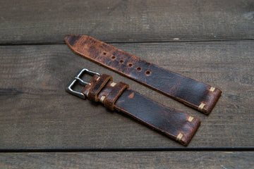 Suede vintage leather watch strap (Crazy cow), handmade in Finland